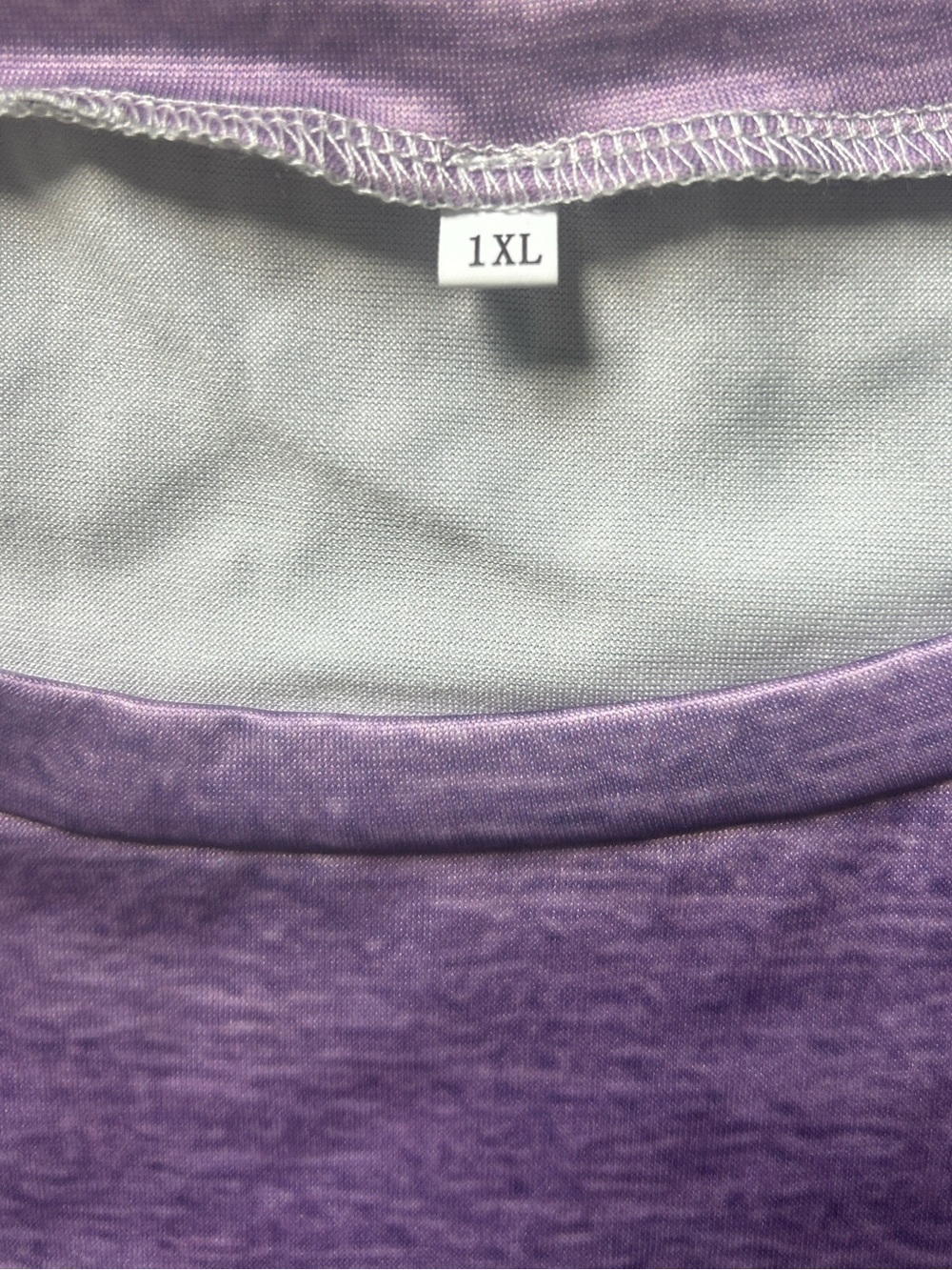 Purple short-sleeve shirt featuring a large floral & leaf peace sign graphic 1X - Picture 5 of 10